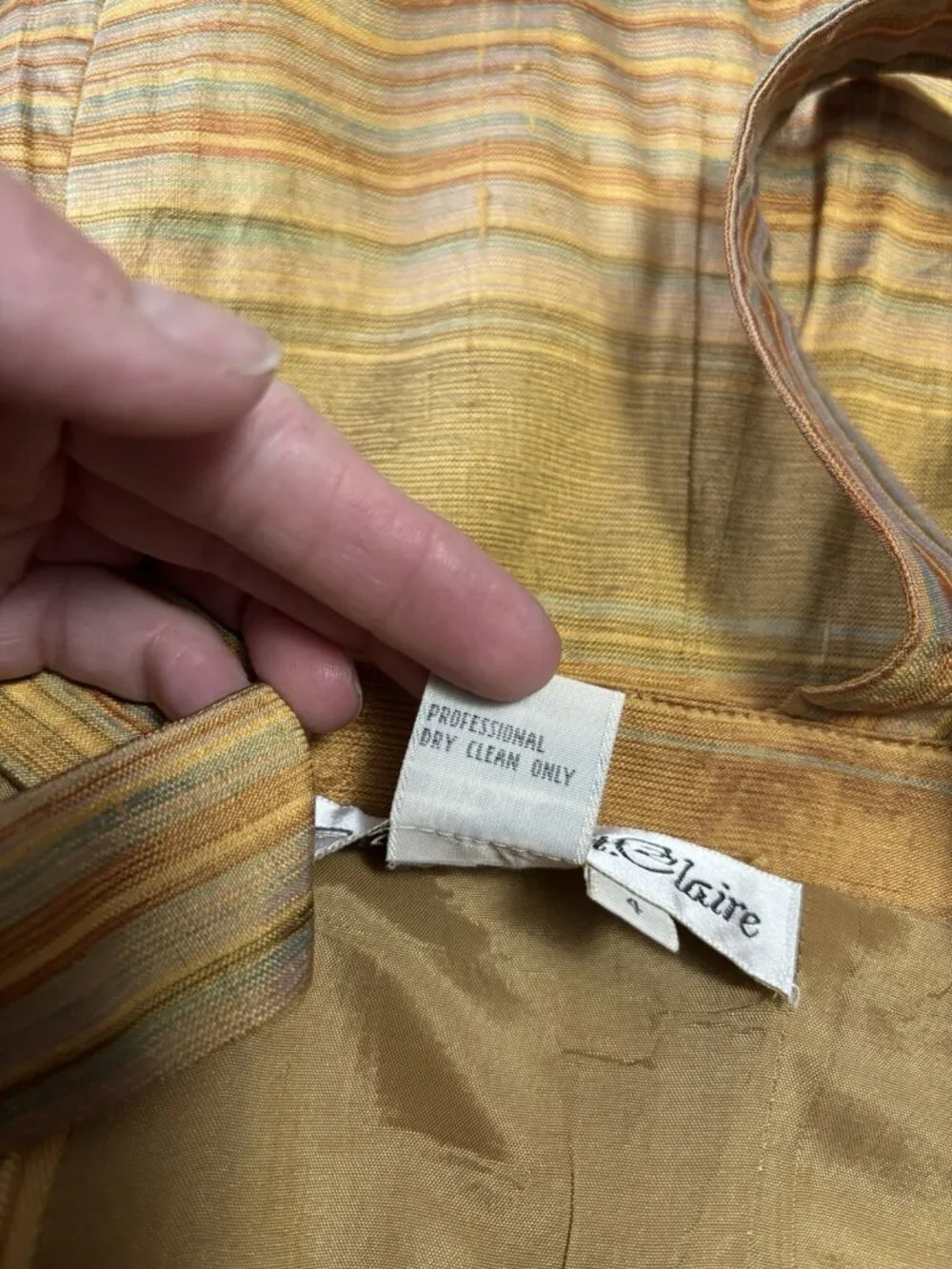 Vintage 100% Silk Green Orange Tan Overall Sheath Dress 4 Grunge Fairy - Picture 13 of 14